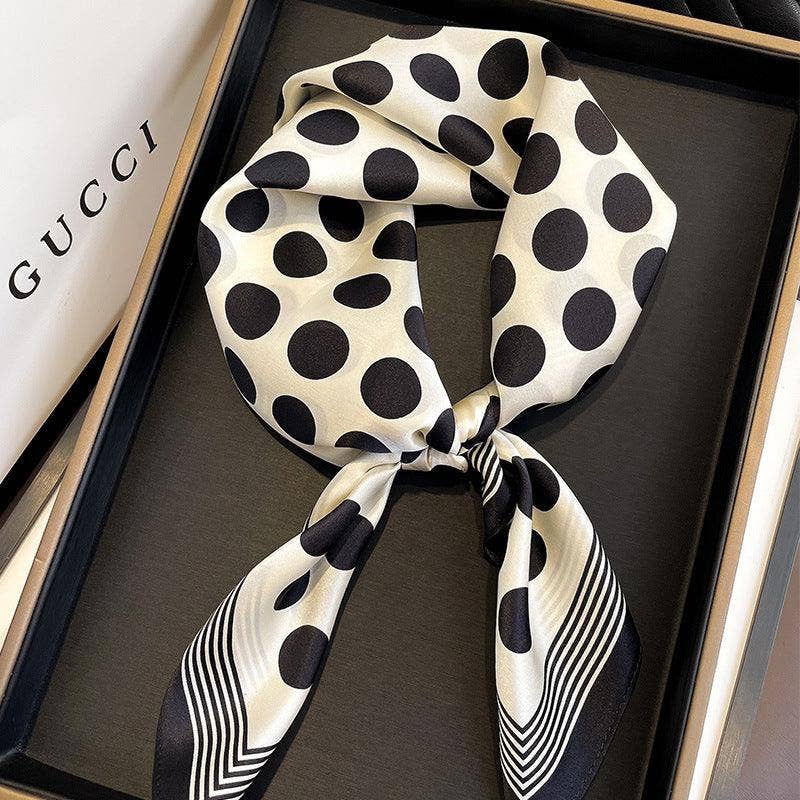 Black and White Polka Dots Silk Scarf