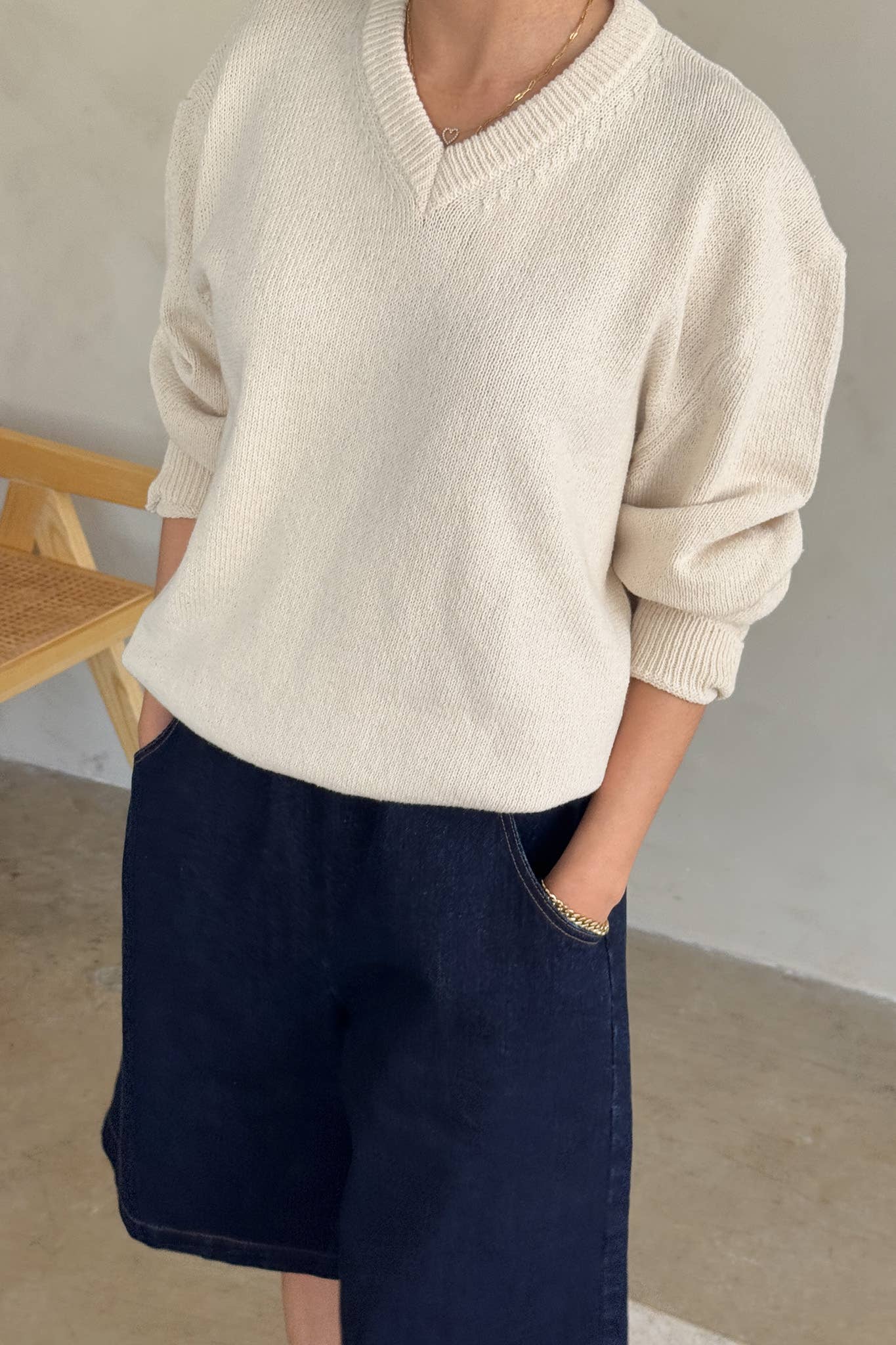 Gabby Cotton Sweater: Naturel