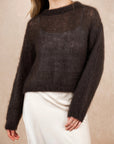 Round Neck Mohair Sweater: Chocolate