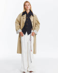 Macintosh Trench Coat with Striped Lining: Tan