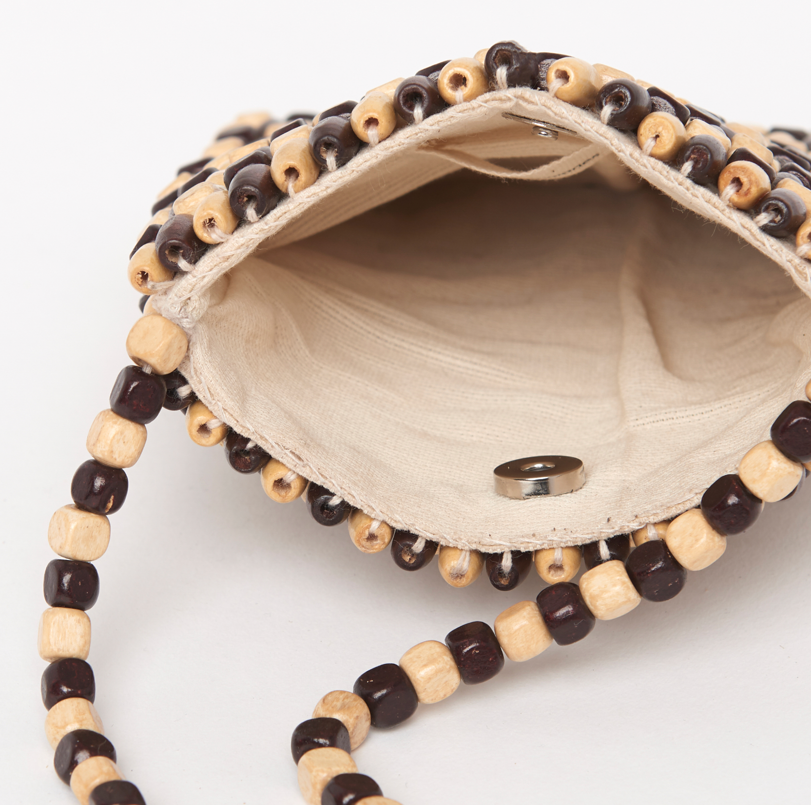 Dela Mango Wood Beaded Cross body bag: Brown