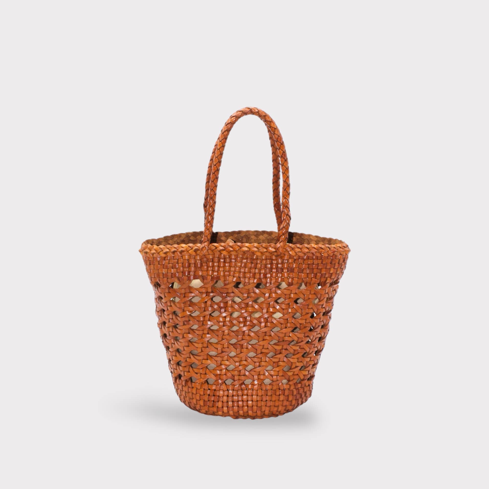 Ivy Handwoven Basket Bag: Brown