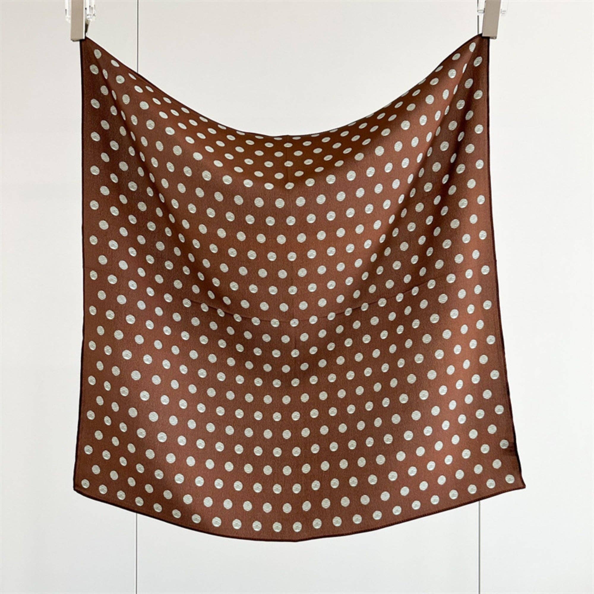 Brown & Green Polka Dot Silk Scarf