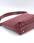 Leather Woven Boxed Pouch Bag: Burgundy