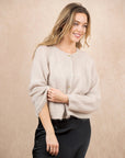 Round Neck Cardigan: Beige