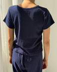 Pointelle Babe Tee: Navy