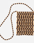Dela Mango Wood Beaded Cross body bag: Brown