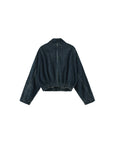 Funnel Neck Denim Jacket: SteelBlue