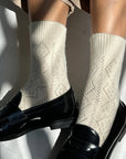 Cashmere Pointelle Socks: Cream