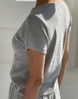 Pointelle Babe Tee: Melange Grey