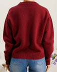 V-Neck Sweater: Bordeaux