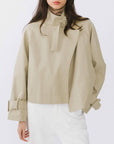 Overlay Cropped Trench Coat: Khaki / UN