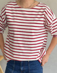 Marseille Boat Neck Top: Red Stripe