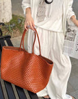 Vegan Weaving Tote Bag : Brown