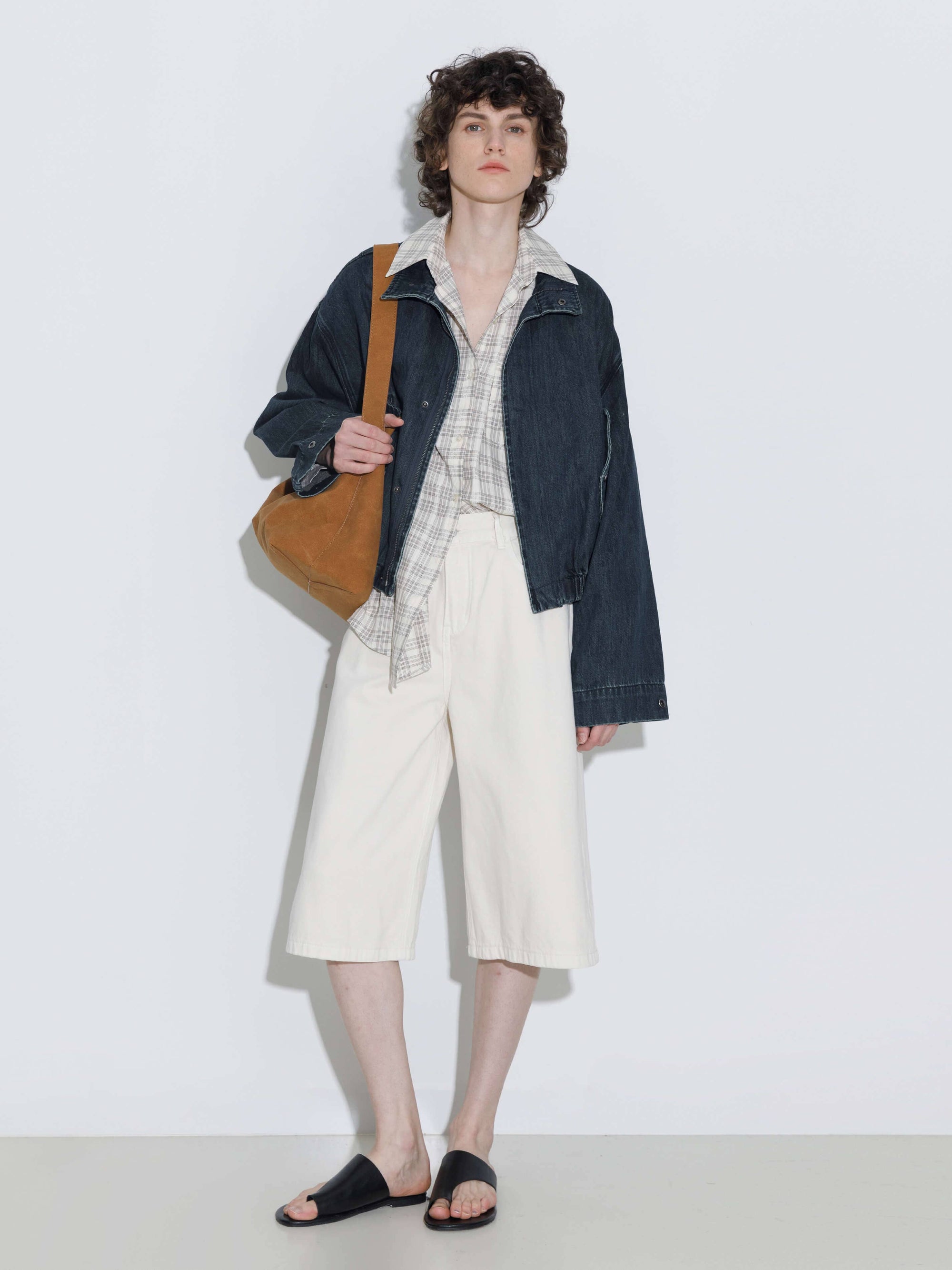 Funnel Neck Denim Jacket: SteelBlue
