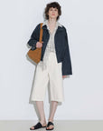 Funnel Neck Denim Jacket: SteelBlue