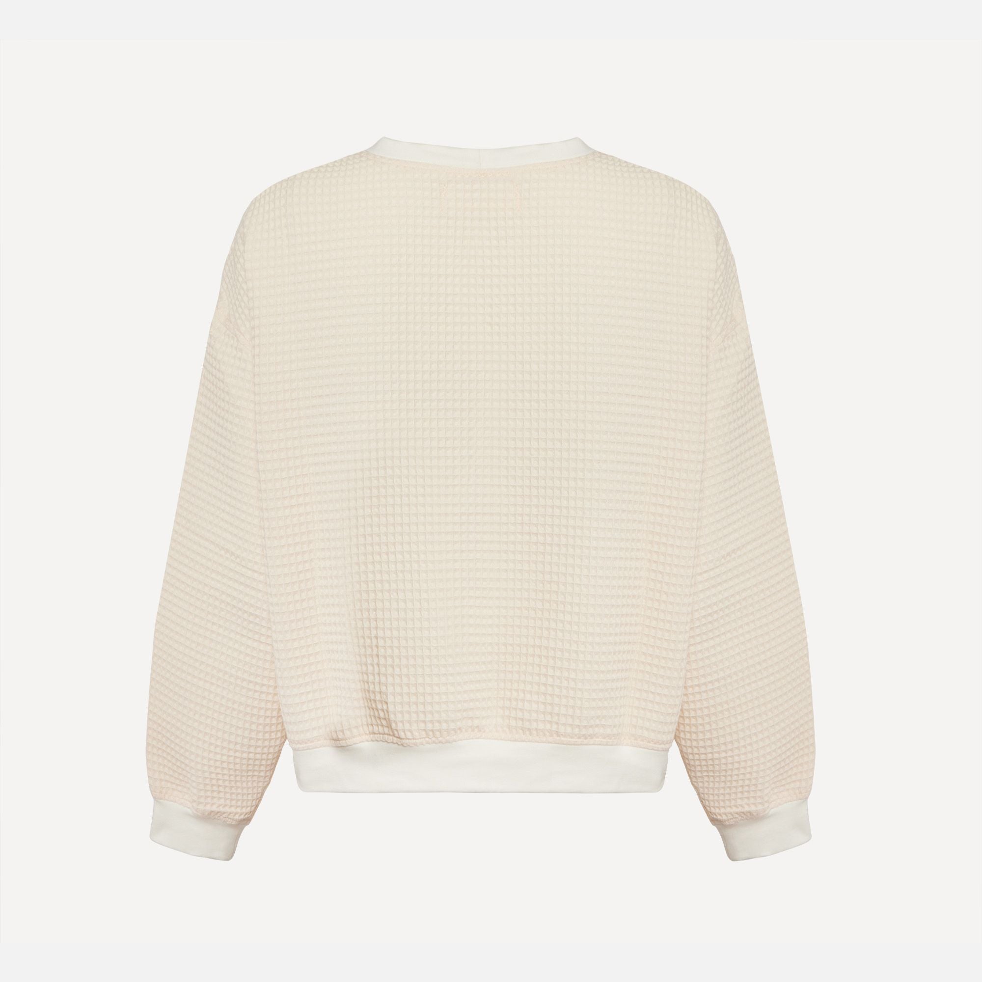 Izzy Sweatshirt Waffle Cotton Blush w/ Contrast Cuffs