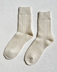 Cashmere Pointelle Socks: Cream