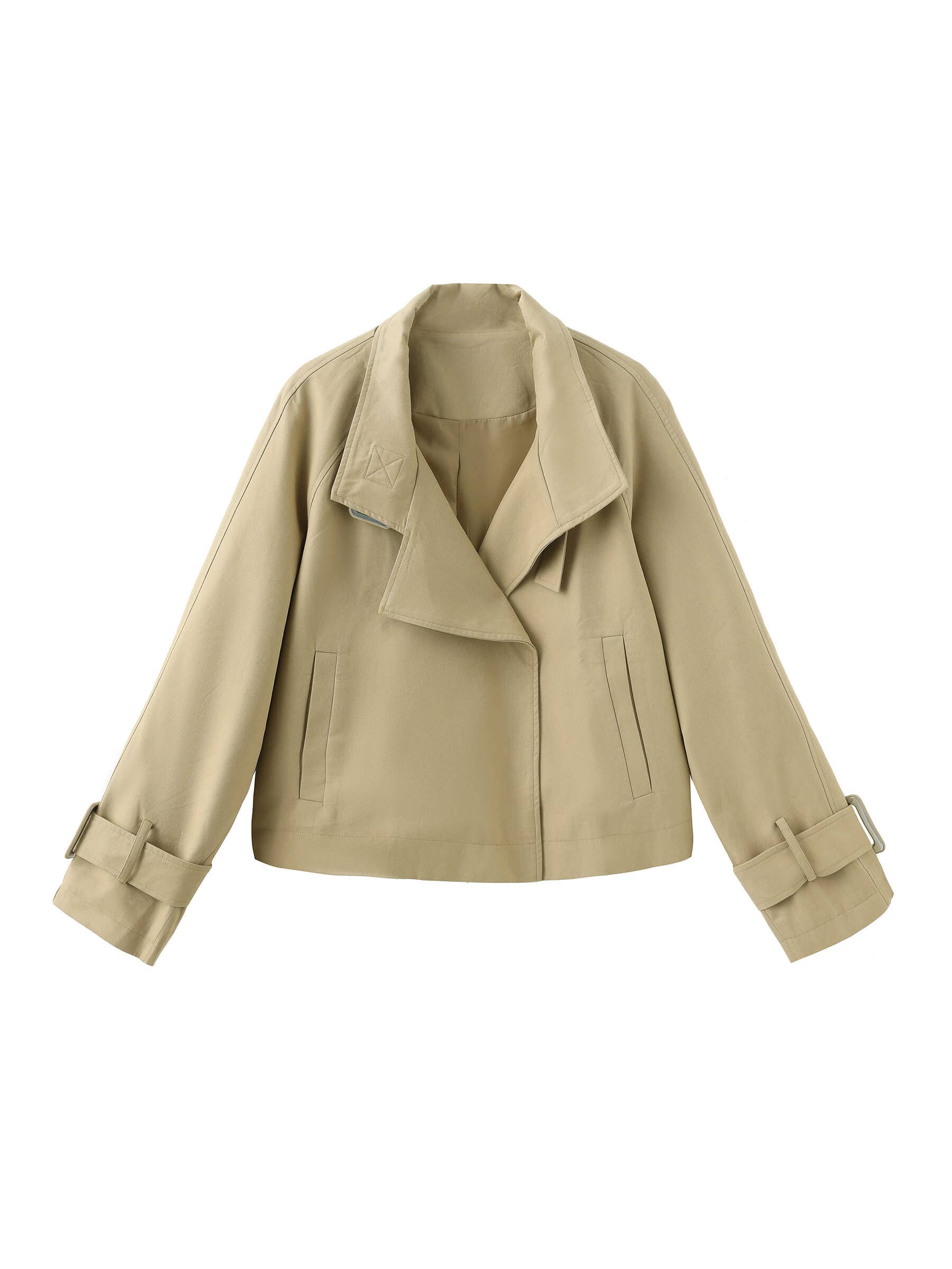 Overlay Cropped Trench Coat: Khaki / UN
