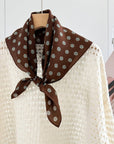 Brown & Green Polka Dot Silk Scarf