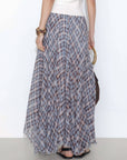 Asymmetrical Flowy Check Maxi Skirt: Blue