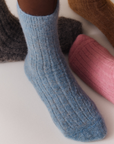 Lido Blue Ultra Soft Alpaca Ribbed Bed Socks