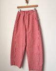 Gingham Arc Pants: Red Gingham