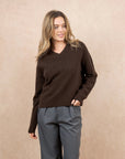 V-Neck Sweater: Chocolate