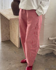 Gingham Arc Pants: Red Gingham
