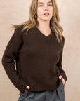 V-Neck Sweater: Chocolate
