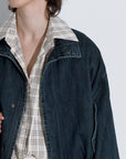 Funnel Neck Denim Jacket: SteelBlue