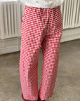 Gingham Arc Pants: Red Gingham