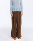 Wide Leg Double Pleated Trousers: Coffee