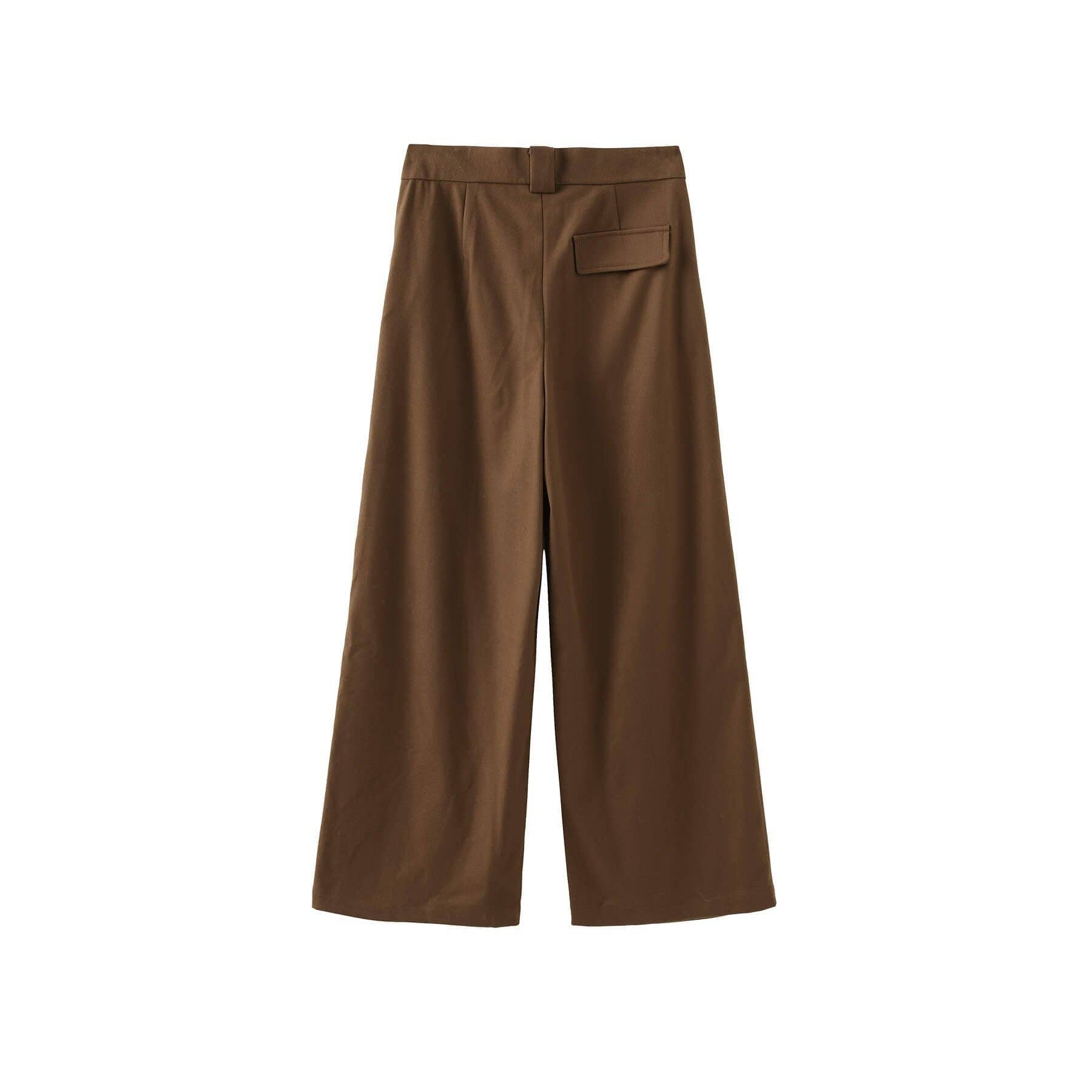 Wide Leg Double Pleated Trousers: Coffee