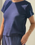 Pointelle Babe Tee: Navy