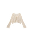 CUBIC Cotton Crochet Lace Trim Cropped Cardigan