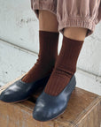 Her Socks - Mercerized Combed Cotton Rib: Coffee