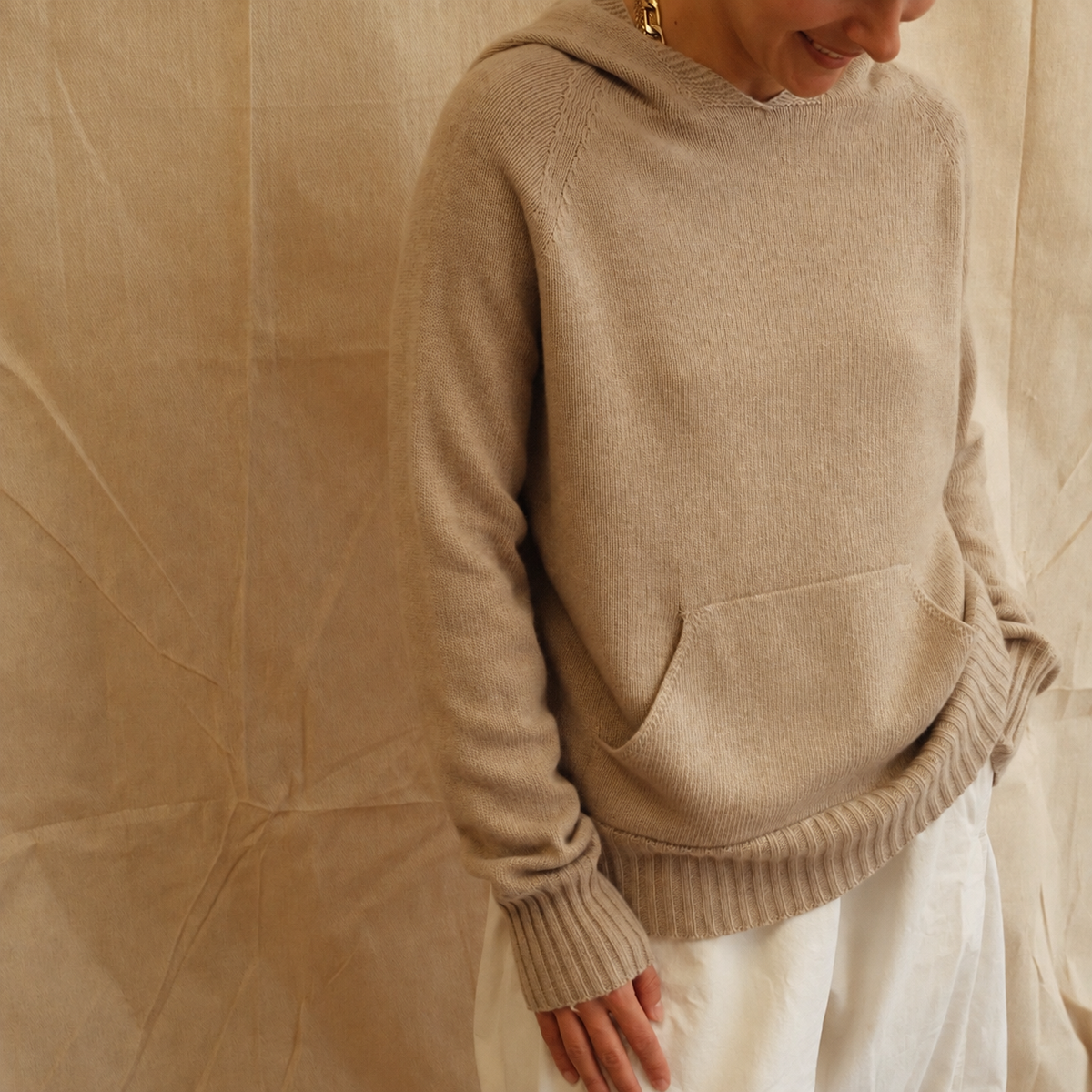 Maeve Knit Hoodie - Beige