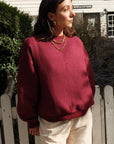Izzy Sweatshirt - Waffle Cotton Burgundy