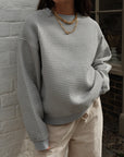 Izzy Sweatshirt - Waffle Cotton Soft Grey