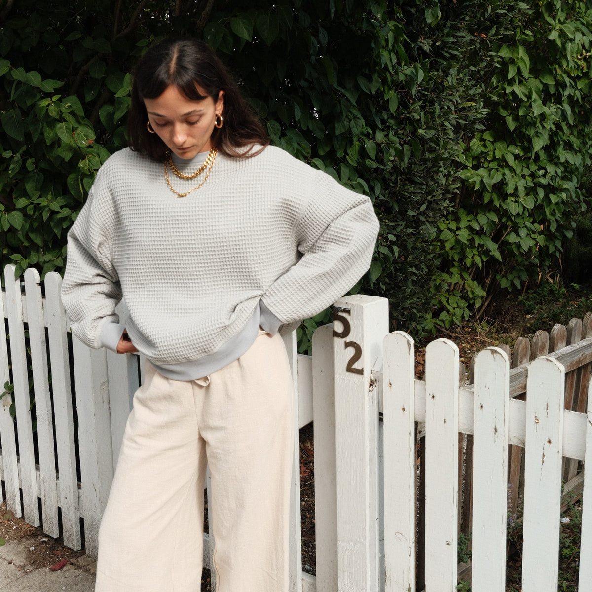 Izzy Sweatshirt - Waffle Cotton Soft Grey