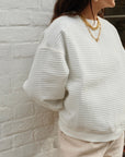 Izzy Sweatshirt - Waffle Cotton White