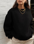Izzy Sweatshirt - Waffle Cotton Black