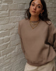 Izzy Sweatshirt Waffle Cotton Taupe