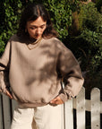 Izzy Sweatshirt Waffle Cotton Taupe