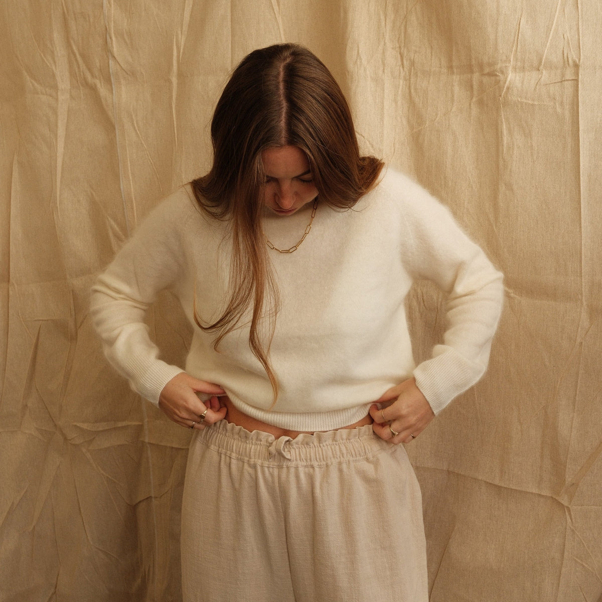Jean Crew Neck Knit - Cream