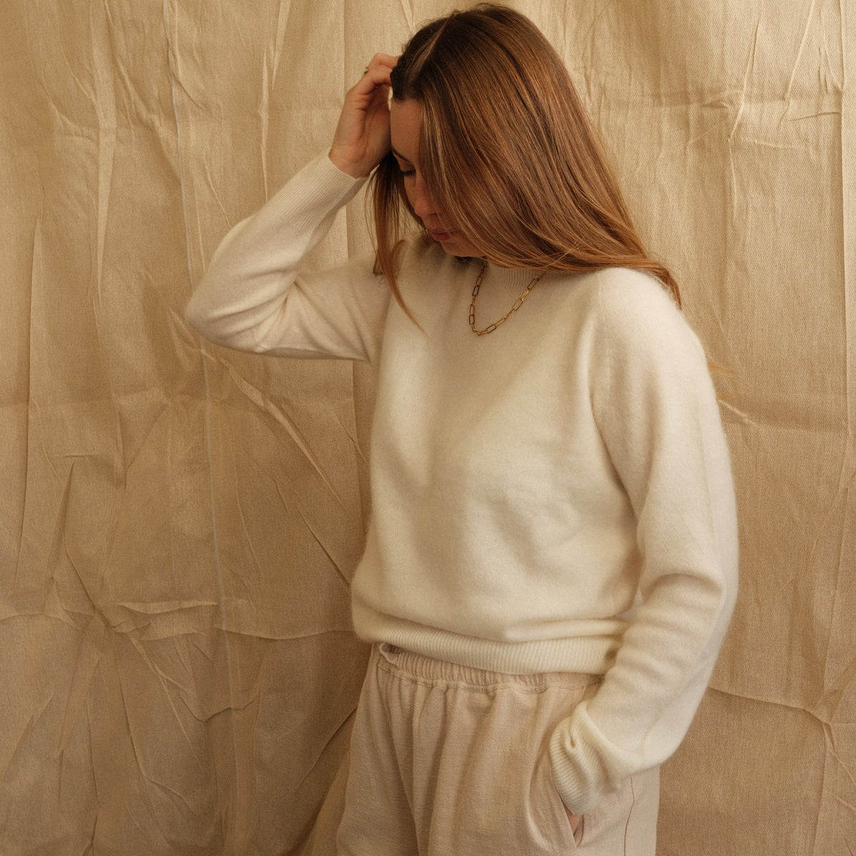 Jean Crew Neck Knit - Cream