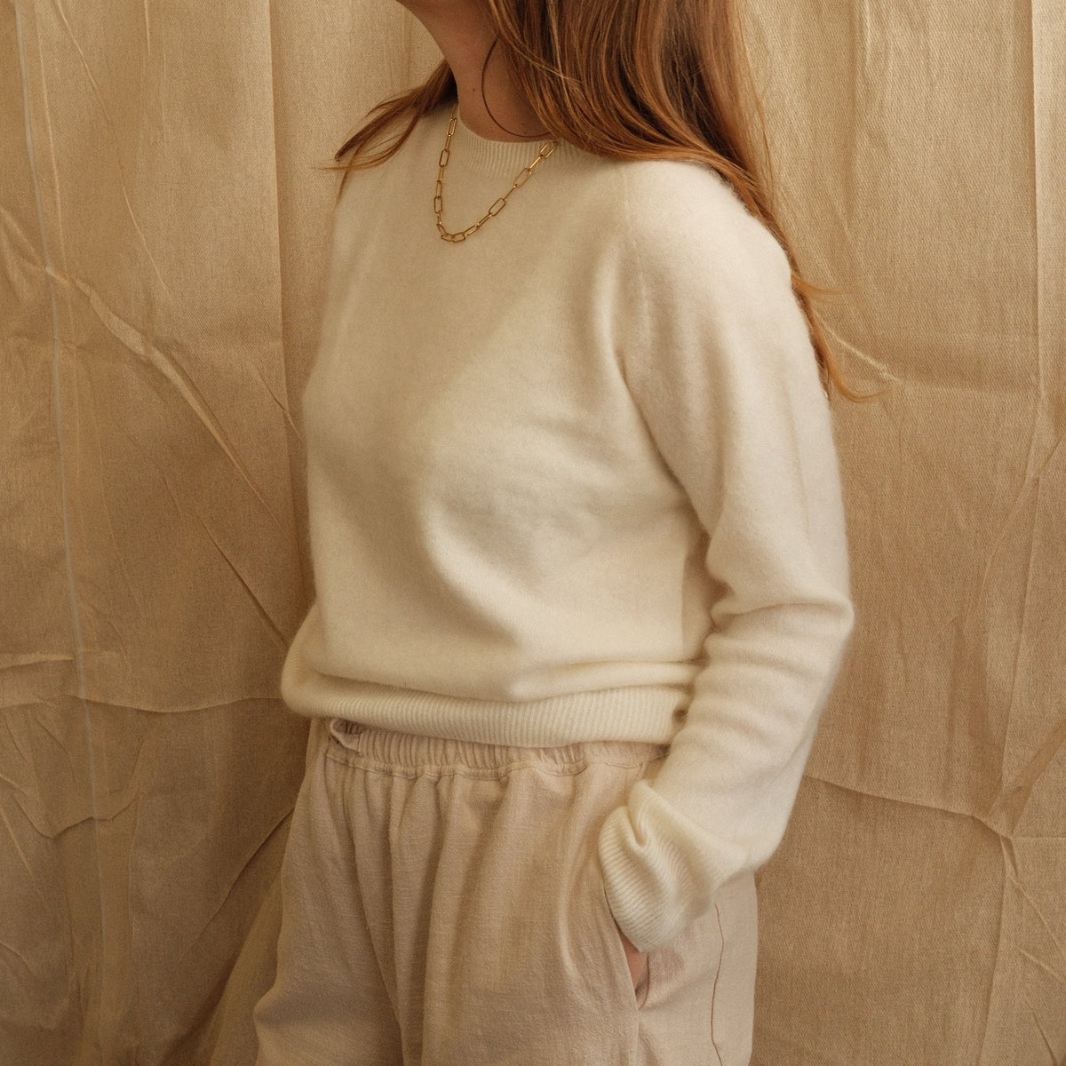 Jean Crew Neck Knit - Cream