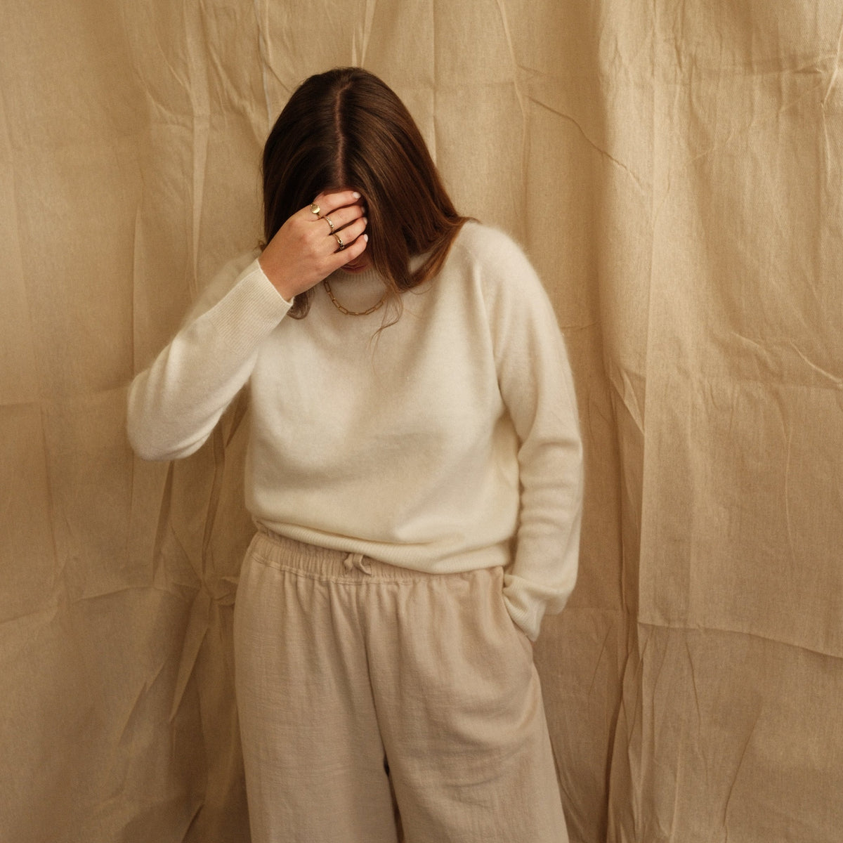 Jean Crew Neck Knit - Cream