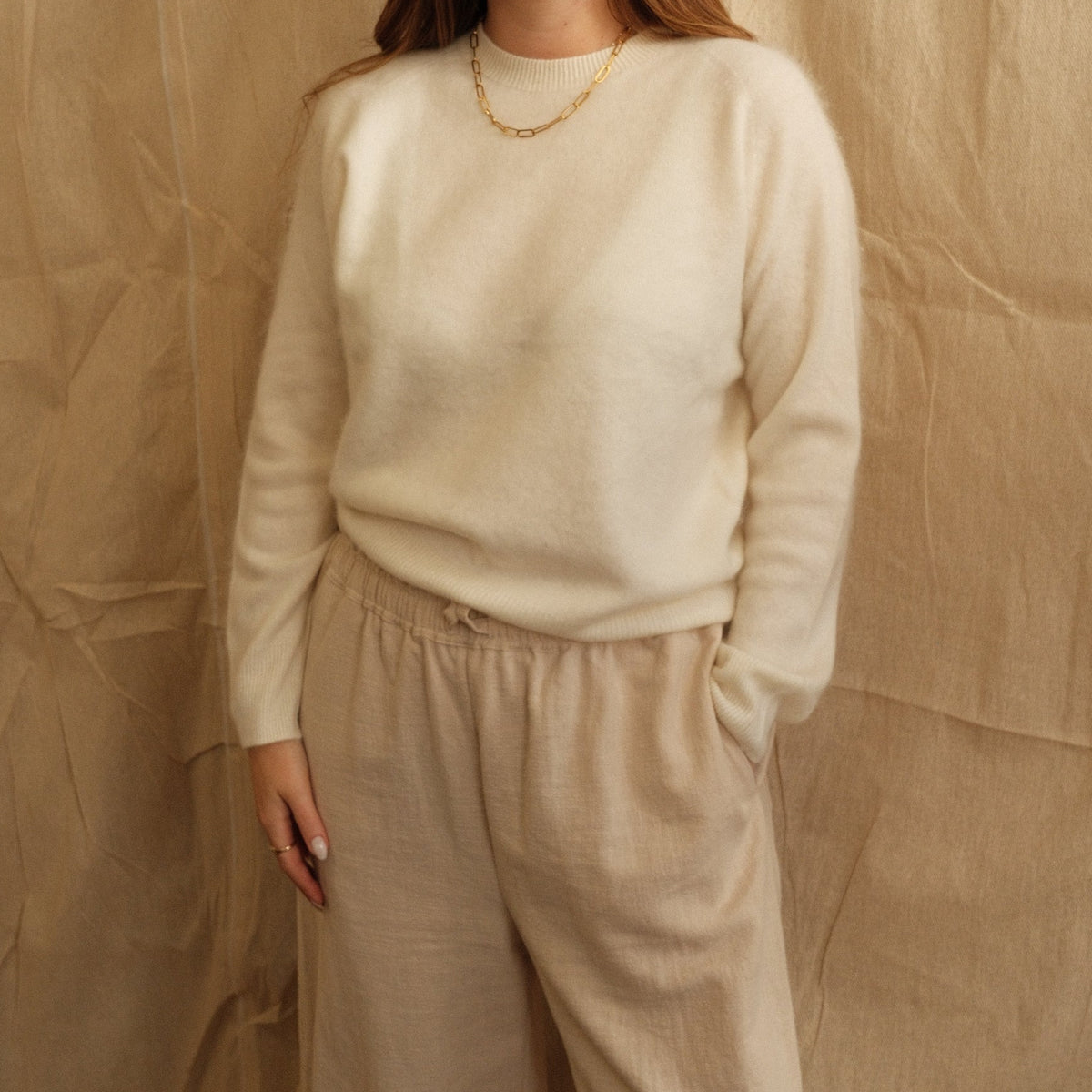 Jean Crew Neck Knit - Cream